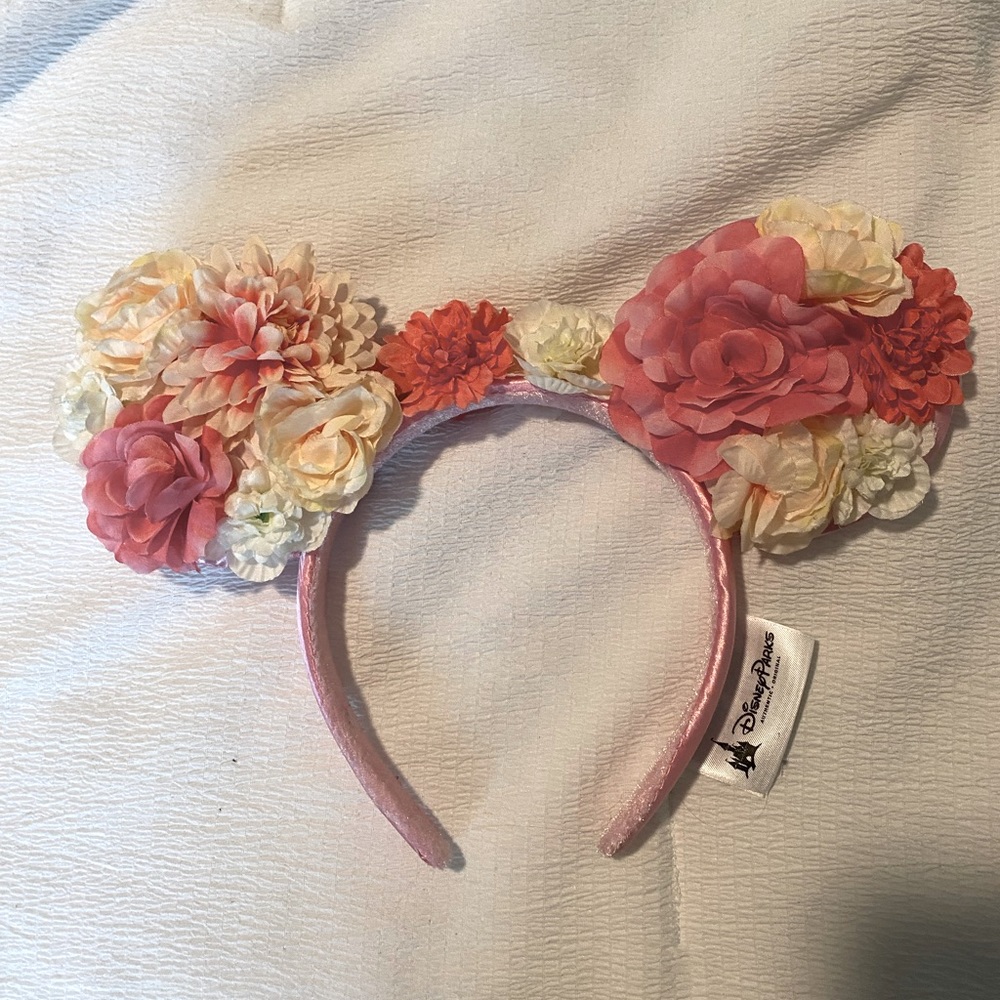 Pink and White Flower Disney Ears